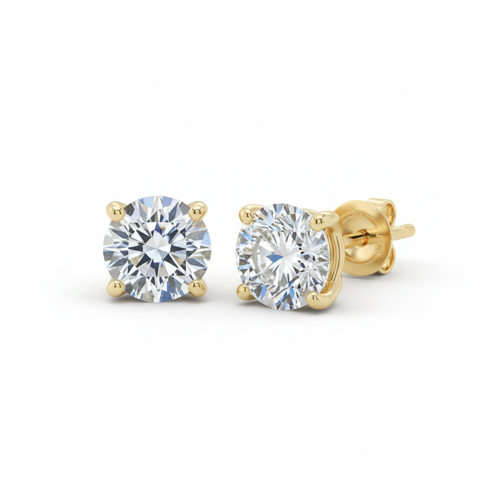 14K Gold Lab-Grown Diamond Stud Earrings – Standard Round Brilliant Cut