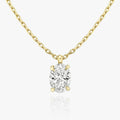 1 Carat Oval Lab Diamond Solitaire Necklace 14K Yellow Gold Minimal Pendant
