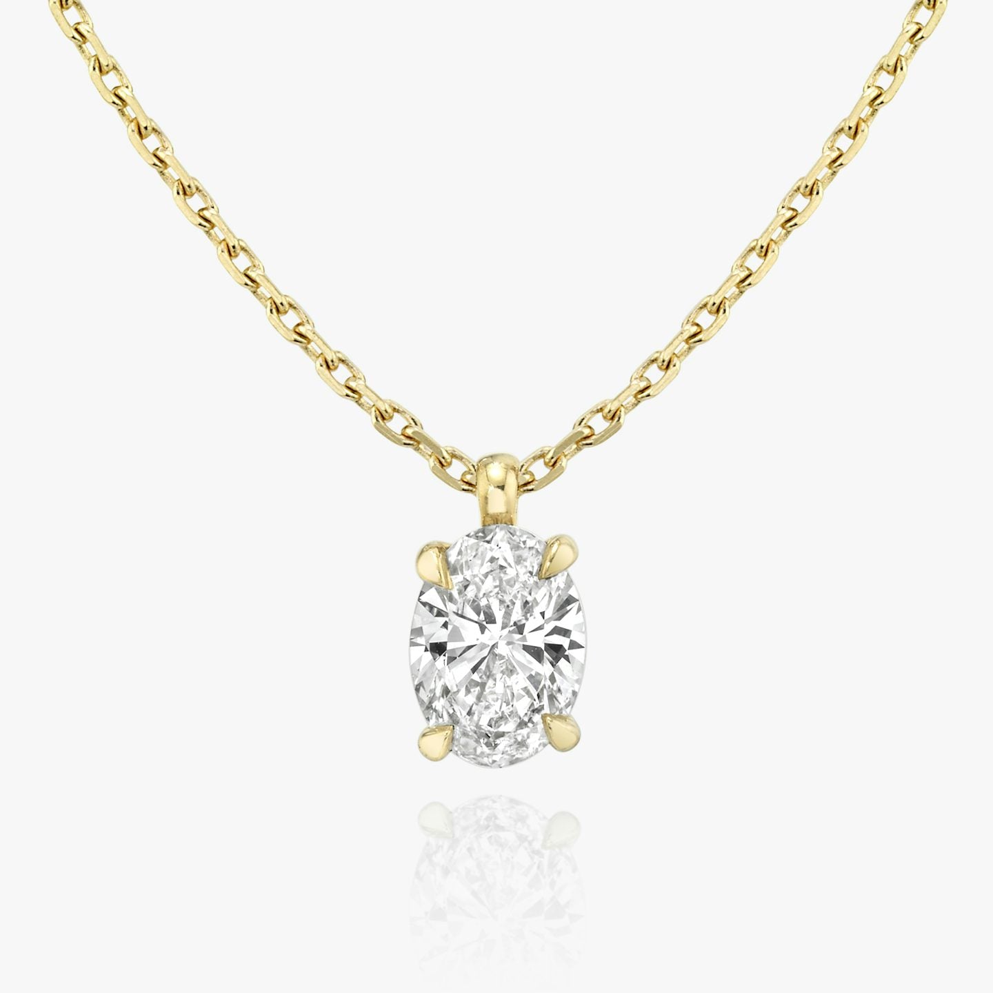 1 Carat Oval Lab Diamond Solitaire Necklace 14K Yellow Gold Minimal Pendant