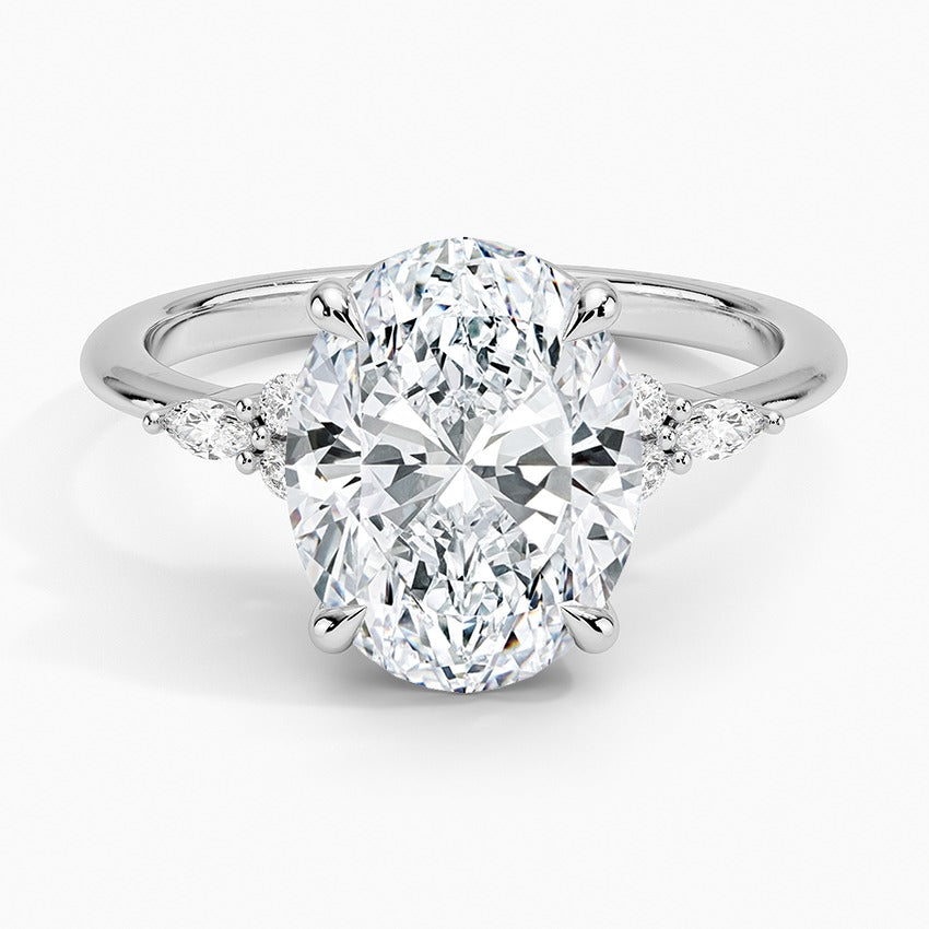 3-Carat Oval Certified Lab-Grown Diamond 18K White Gold