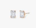 14K Solid Gold Emerald Cut Lab Grown Diamond Stud Earrings