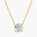 1 Carat Round Lab Diamond Solitaire Necklace 14K Yellow Gold Minimalist Pendant