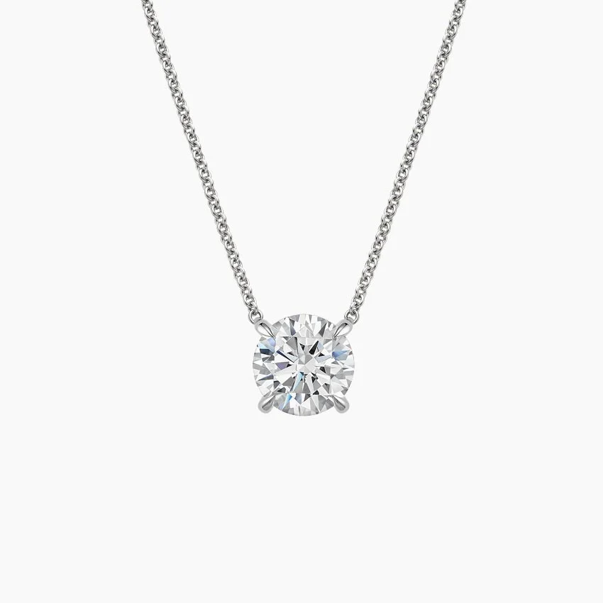 Exquisite Solitaire Lab-Grown Diamond Pendant (2 Carat Total Weight), 18K White Gold