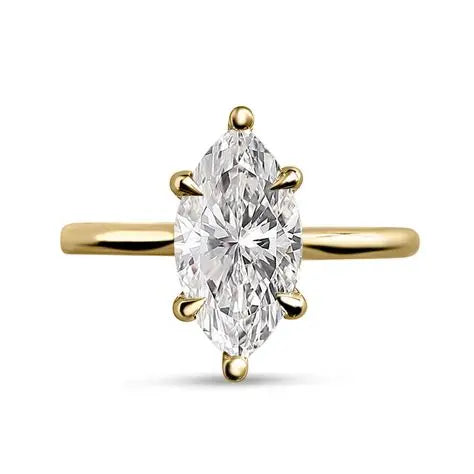 1 Carat Marquise Lab Grown Diamond Ring, 14K Solid Gold