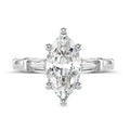 1 Carat Marquise Lab Diamond Ring 14K White Gold Baguette Side Stone Engagement Ring