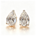 14K Solid Gold Pear Cut Lab Grown Diamond Stud Earrings