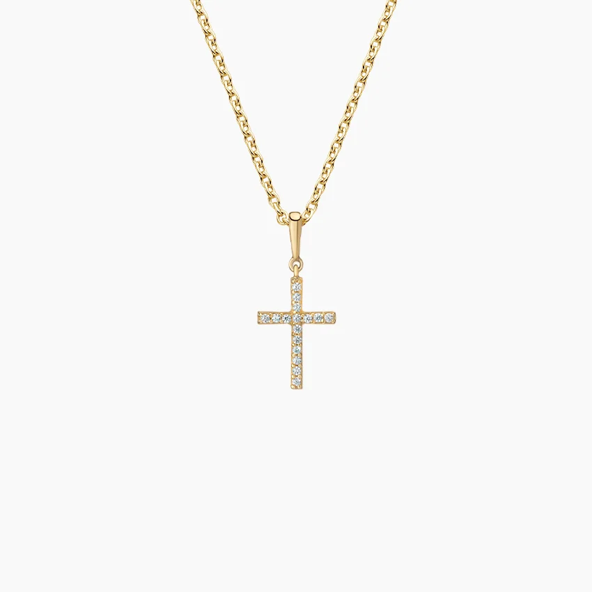 14K Gold Diamond Cross Pendant